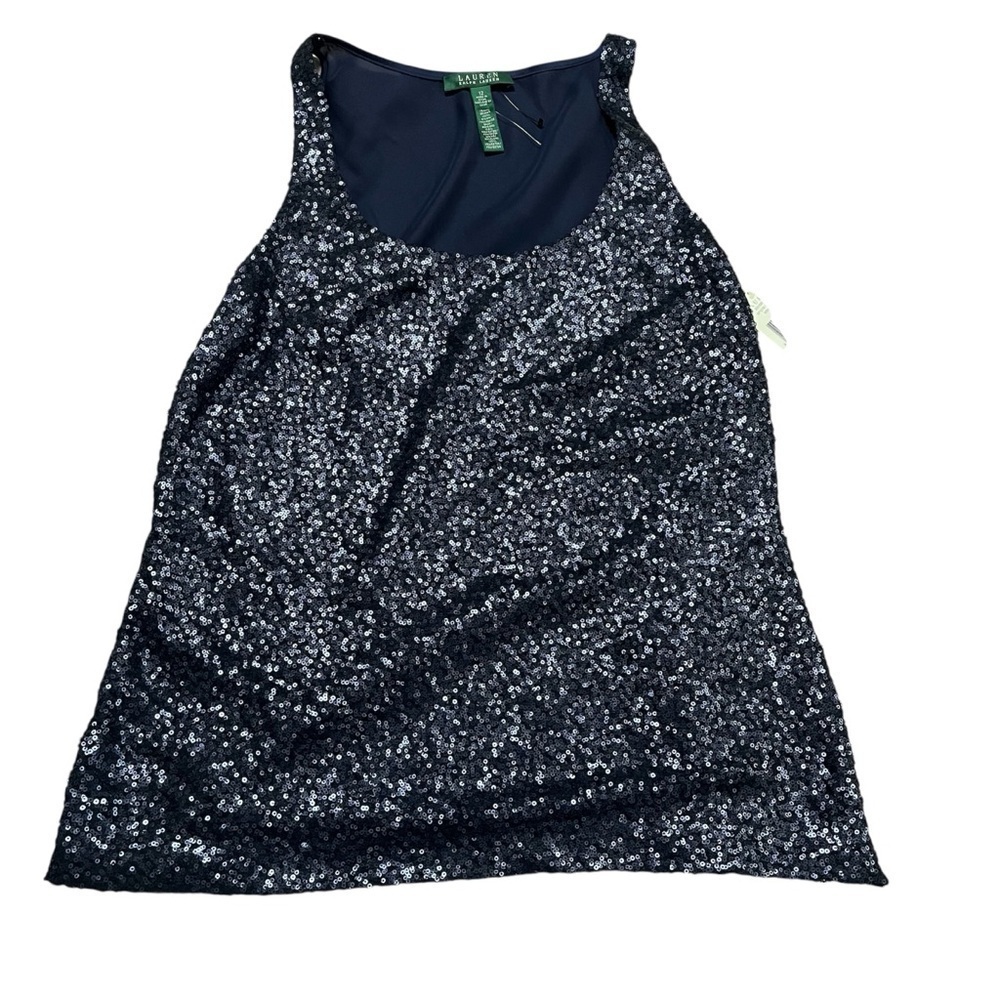NWT Lauren Ralph Lauren Sequin Navy Tank Size 12 Formal Cocktail Holiday Party